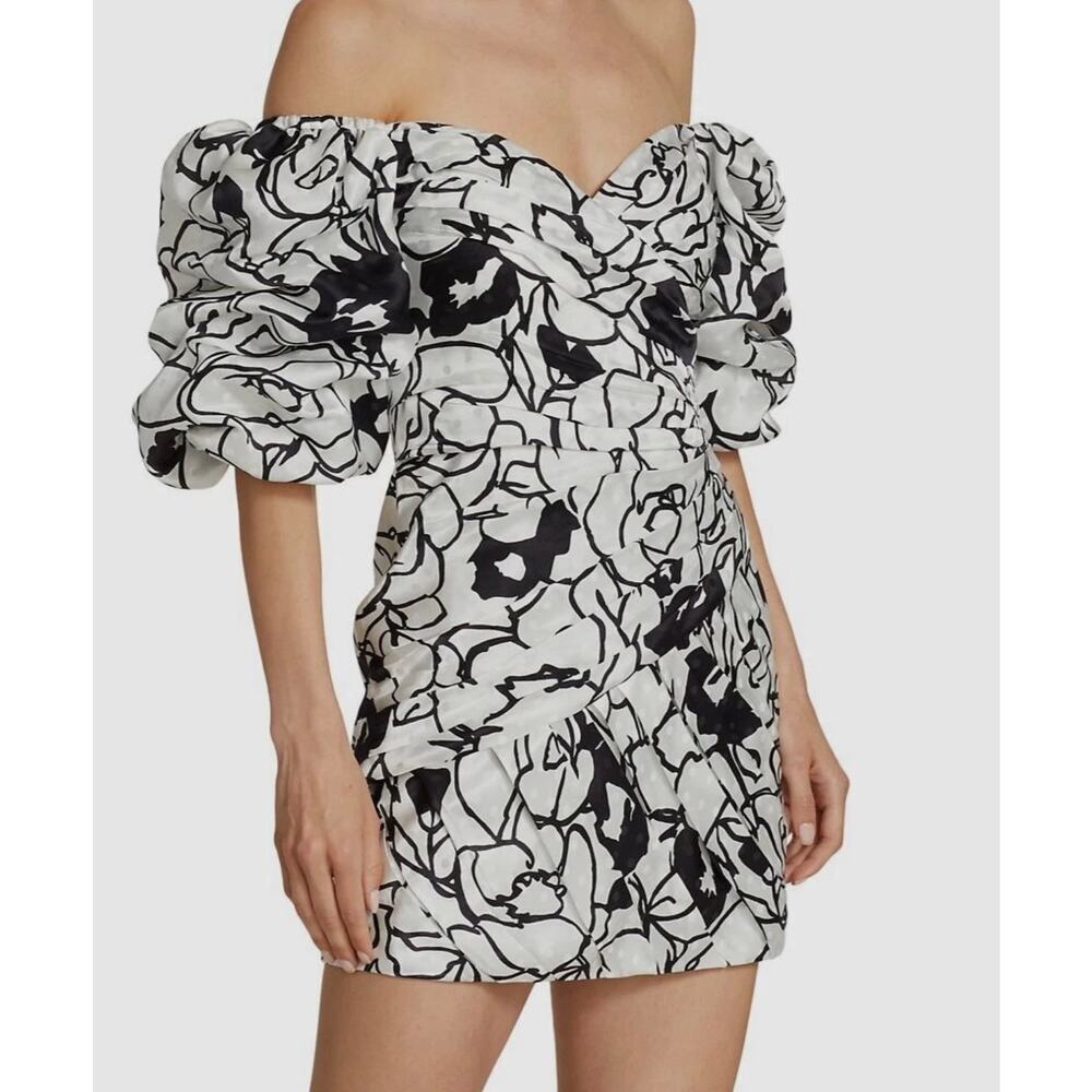 Ronny Kobo Women's White Silk Blend Off-the-Shoulder Mini Dress